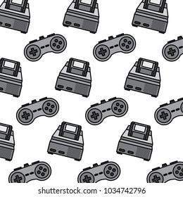 retro video game console and gamepad pattern