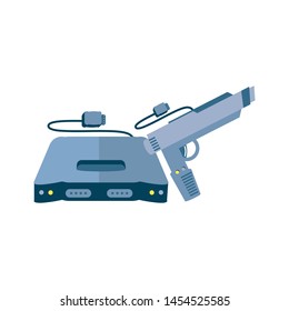 retro video game console with gun
