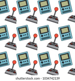 retro video game console portable and joystick pattern