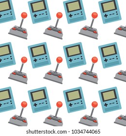 retro video game console portable and joystick pattern