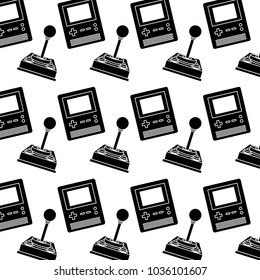 retro video game console portable and joystick pattern