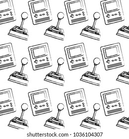 retro video game console portable and joystick pattern