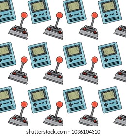 retro video game console portable and joystick pattern