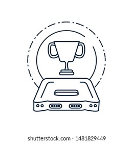 retro video game console with trophy cup