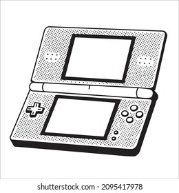 retro video game console vector illustration set. collection of different nostalgic old systems and handhelds. rom emulation, old game cartridges, isolated hand drawn graphics