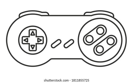 Retro video game controller / classical joystick line art icon for apps or website