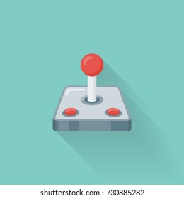 Retro video game controller flat style icon. Joystick or gamepad vector illustration.