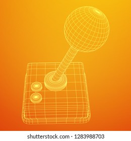 Retro video game controller gamepad joystick. Wireframe low poly mesh vector illustration