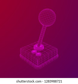 Retro video game controller gamepad joystick. Wireframe low poly mesh vector illustration