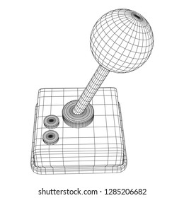 Retro video game controller gamepad joystick. Wireframe low poly mesh vector illustration