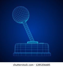 Retro video game controller gamepad joystick. Wireframe low poly mesh vector illustration