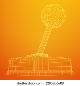 Retro video game controller gamepad joystick. Wireframe low poly mesh vector illustration