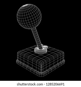 Retro video game controller gamepad joystick. Wireframe low poly mesh vector illustration