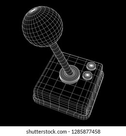 Retro video game controller gamepad joystick. Wireframe low poly mesh vector illustration