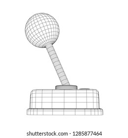 Retro video game controller gamepad joystick. Wireframe low poly mesh vector illustration