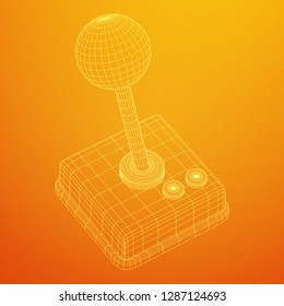 Retro video game controller gamepad joystick. Wireframe low poly mesh vector illustration