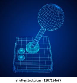 Retro video game controller gamepad joystick. Wireframe low poly mesh vector illustration