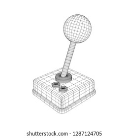 Retro video game controller gamepad joystick. Wireframe low poly mesh vector illustration