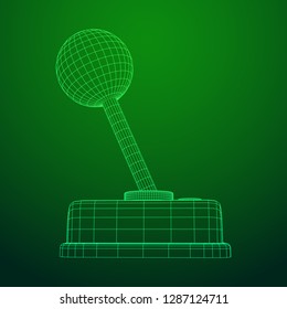 Retro video game controller gamepad joystick. Wireframe low poly mesh vector illustration