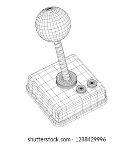 Retro video game controller gamepad joystick. Wireframe low poly mesh vector illustration