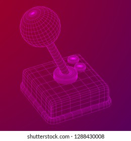 Retro video game controller gamepad joystick. Wireframe low poly mesh vector illustration