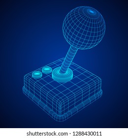 Retro video game controller gamepad joystick. Wireframe low poly mesh vector illustration