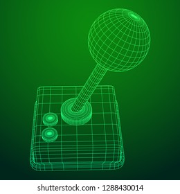 Retro video game controller gamepad joystick. Wireframe low poly mesh vector illustration