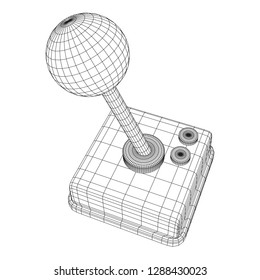 Retro video game controller gamepad joystick. Wireframe low poly mesh vector illustration