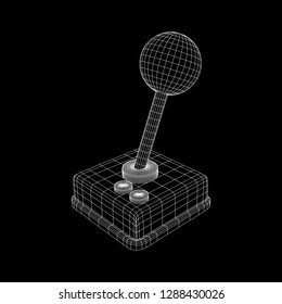 Retro video game controller gamepad joystick. Wireframe low poly mesh vector illustration