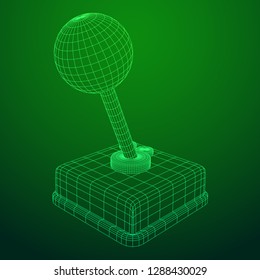 Retro video game controller gamepad joystick. Wireframe low poly mesh vector illustration