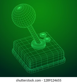 Retro video game controller gamepad joystick. Wireframe low poly mesh vector illustration