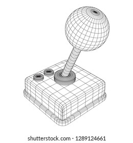 Retro video game controller gamepad joystick. Wireframe low poly mesh vector illustration