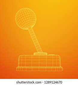 Retro video game controller gamepad joystick. Wireframe low poly mesh vector illustration