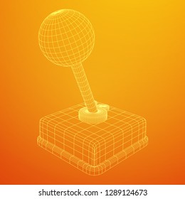 Retro video game controller gamepad joystick. Wireframe low poly mesh vector illustration