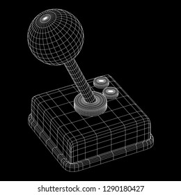 Retro video game controller gamepad joystick. Wireframe low poly mesh vector illustration