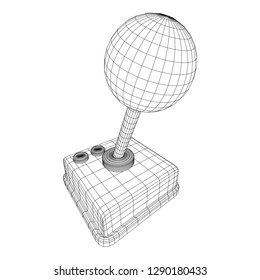 Retro video game controller gamepad joystick. Wireframe low poly mesh vector illustration