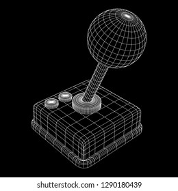 Retro video game controller gamepad joystick. Wireframe low poly mesh vector illustration