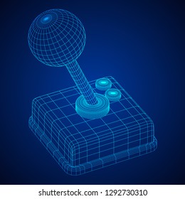Retro video game controller gamepad joystick. Wireframe low poly mesh vector illustration