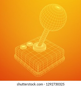 Retro video game controller gamepad joystick. Wireframe low poly mesh vector illustration
