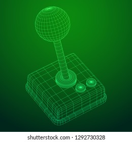 Retro video game controller gamepad joystick. Wireframe low poly mesh vector illustration