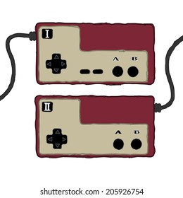 retro video game controller isolated on white background hand drawn 