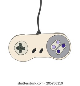 retro video game controller isolated on white background hand drawn 