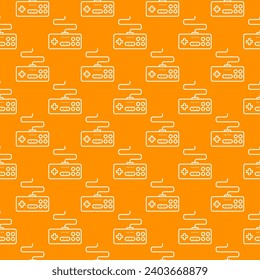 Retro Video Game Controller vector Controlling Wired Device concept creative outline seamless pattern