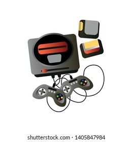 Retro video game device with two joysticks and games