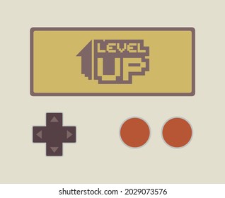 Retro video game machine with level up message