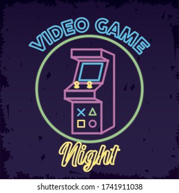 retro video game neon with machine vector illustration design
