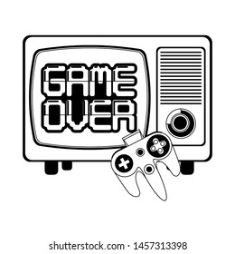 Retro video game on old tv and gamepad isolated. vector illustration.