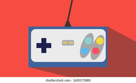 Retro video game pad. Vector graphics of gaming console controller icon. 
