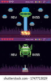 retro video game space pixelated scenes vector illustration design