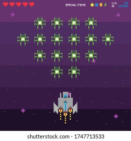 Retro-Videospielraum pixelig Vektorgrafik-Design